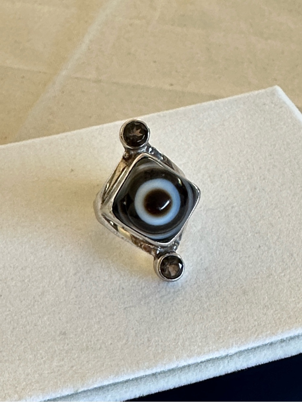 Sterling Silver Agate Eye Statement Ring